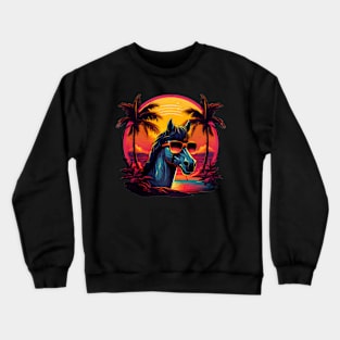 Retro Wave Arabian Horse Miami Crewneck Sweatshirt
